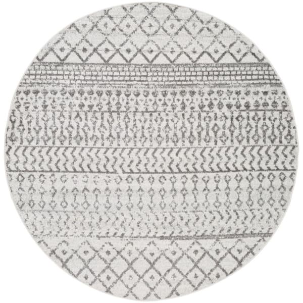 Livabliss Alois Cream/Charcoal Geometric 10 ft. x 10 ft. Indoor Round Area Rug