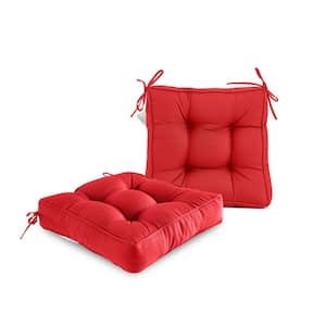 19 in. x 19 in. x 5 in. Outdoor Seat Cushions Pack of 2 Tufted Patio Chair Pads Square Foam for Dining Chair (Red)