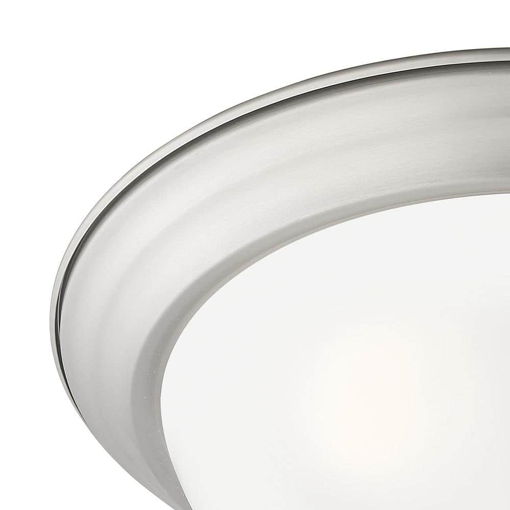 Contemporary Pewter 13'' Flush Mount Ceiling Light with Etched Glass