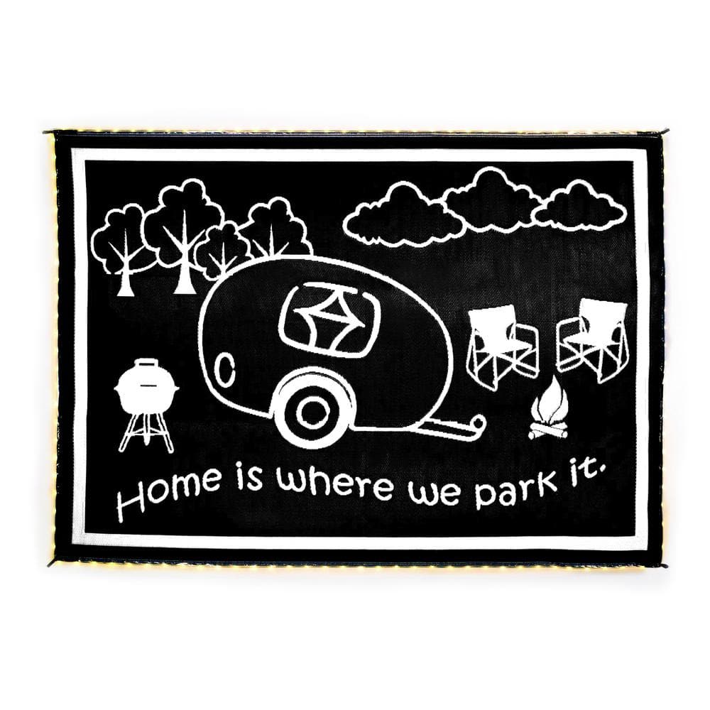 LED Illuminated 8' x 11' Patio/RV Reversible Floor Mat- Black/White price history on PriceWatchPro