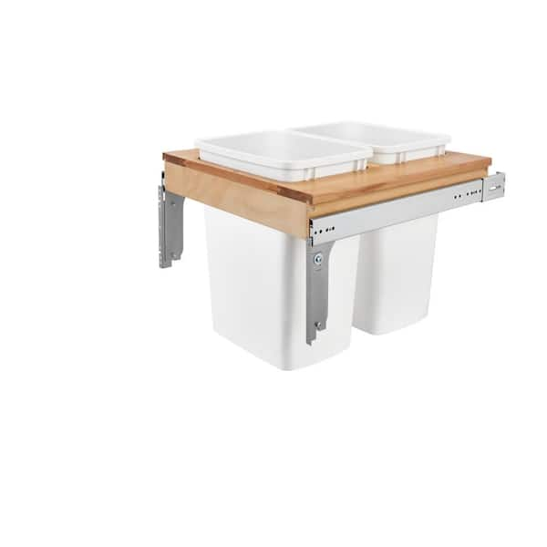 Rev-A-Shelf Double 35 Qt. Pull-Out Top Mount Maple and White Container for 1-5/8 in. Face Frame Cabinet