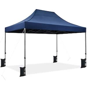 10 ft. x 15 ft. Outdoor Commercial Canopy Tent Metal Frame Navy Blue