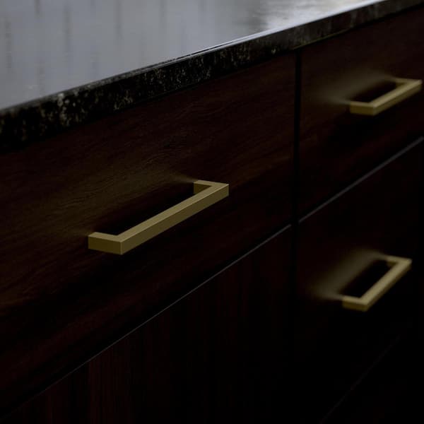30-Pack Simple Modern Square 6-5/16 in. (160 mm) Modern Satin Gold Cabinet Drawer Pulls