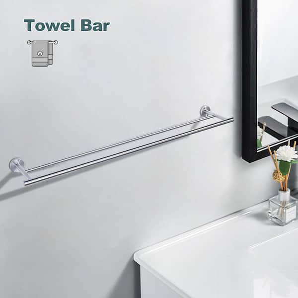 36 in. Wall Mounted Towel Bar Hardware Accessory in Brushed Nickel