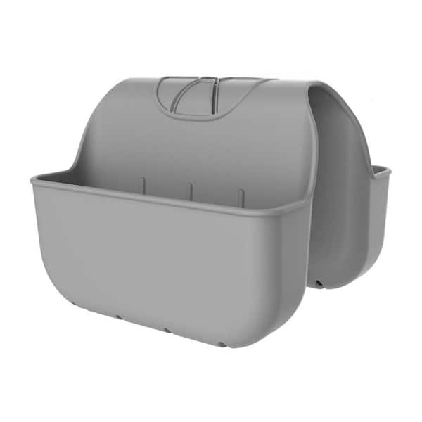 Dark Gray Silicone Sink Saddle Caddy Organizer Rack with Drainage Holes Hanging Kitchen Sponge Holder Accessories