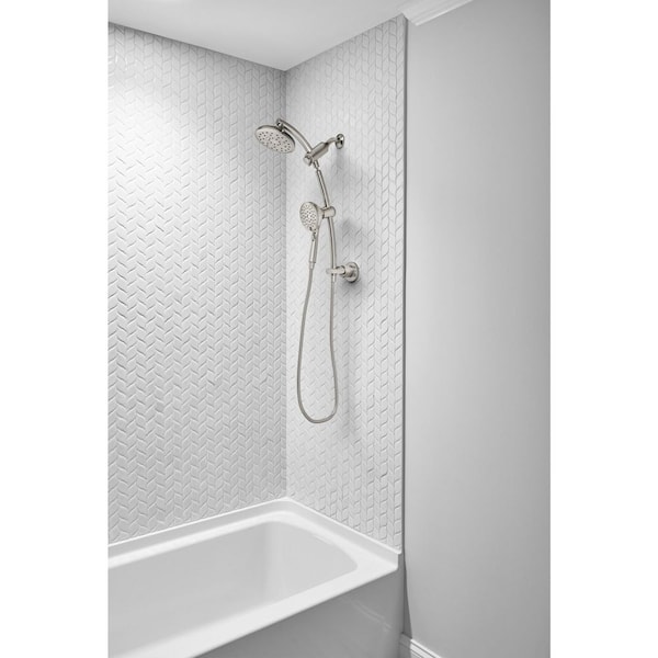 Verso 2-Spray Patterns Wall Mount Shower Head with Magnetix Docking and 6 in. Spray Face 2.5 GPM in Brushed Nickel