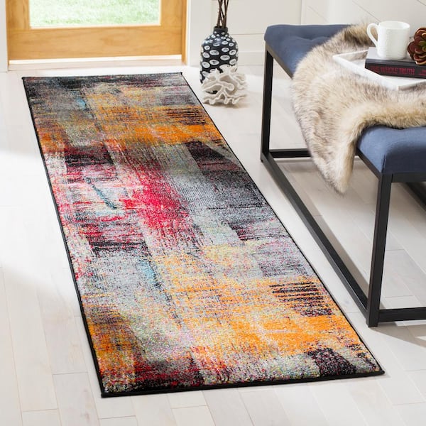 Porcello 2 ft. x 12 ft. Multi Overdyed Abstract Runner Rug