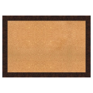 William Mottled Bronze Narrow Natural Corkboard 40 in. x 28 in. Bulletin Board Memo Board