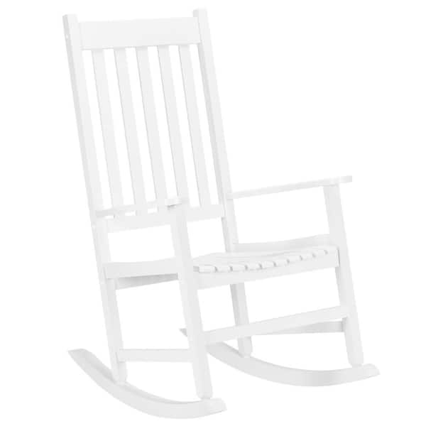 Karl home White Wood Outdoor Rocking Chair 897832806388 - The Home Depot