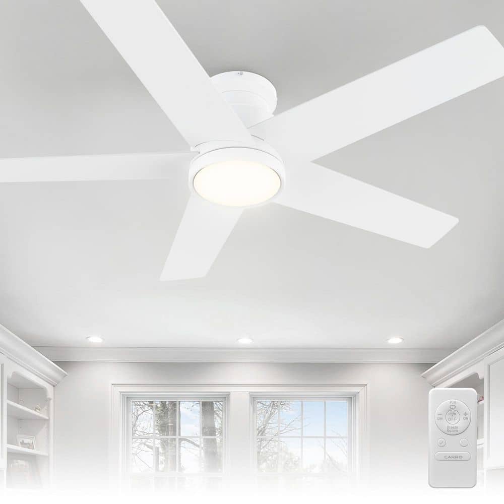 Bayu 52 in. Indoor Matte White Flush Mount LED Ceiling Fan with Remote Control and 10-Speed Reversible DC Motor price history on PriceWatchPro