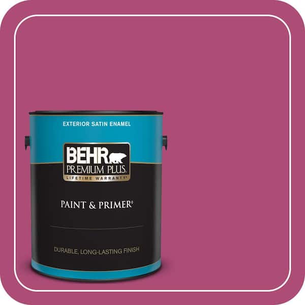 BEHR PREMIUM PLUS 1 gal. #100B-7 Hot Pink Satin Enamel Exterior Paint & Primer