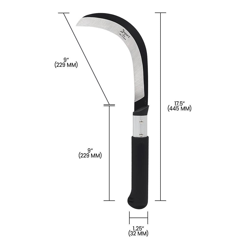 Zenport K310 Brush Clearing Sickle with Carbon Steel Blade and Aluminum Handle, 9", 9", Black