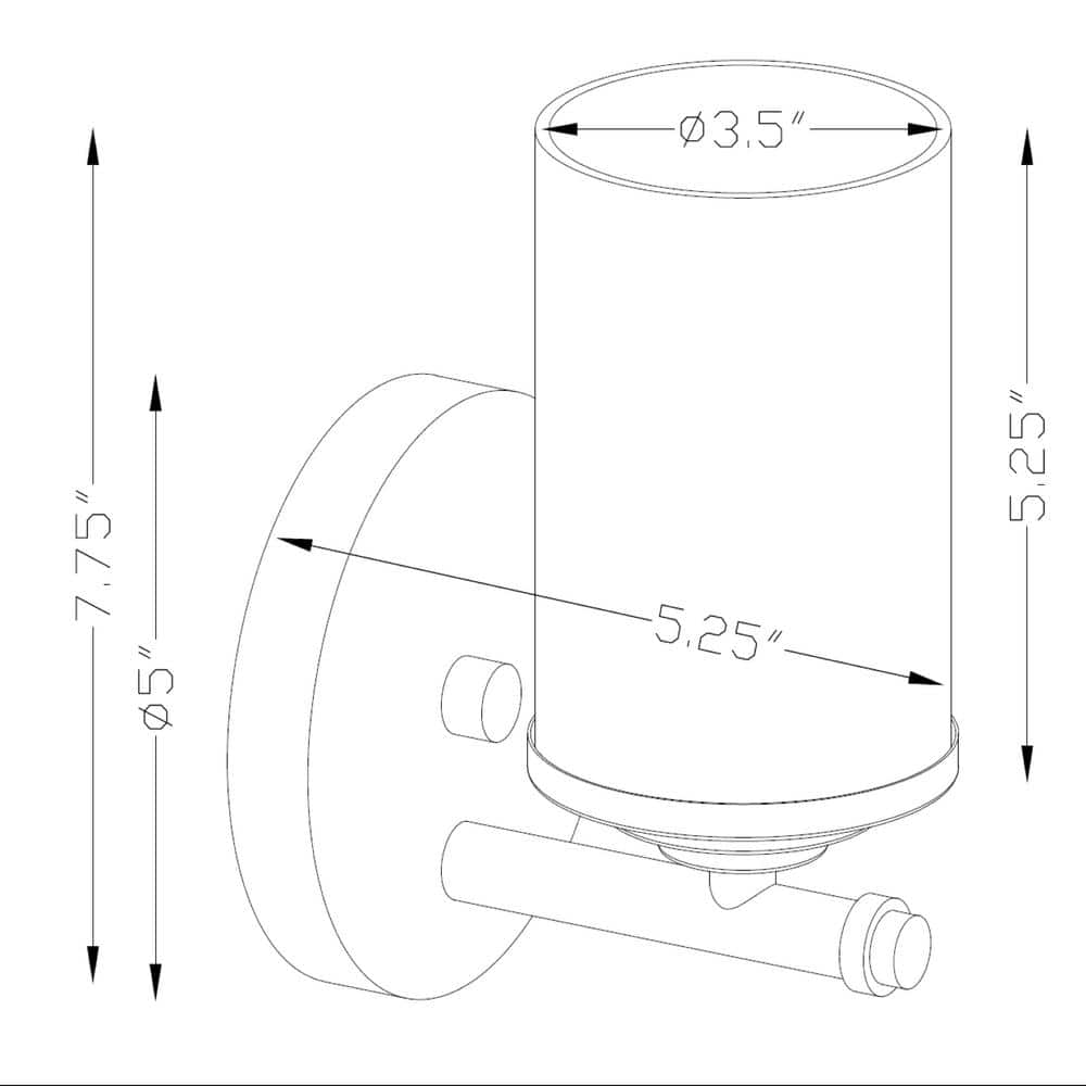 Ames Nickel Finish Cylinder Vanity Sconce, Dimmable, Direct Wired
