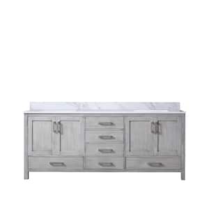 Jacques 80 in. W x 22 in. D Distressed Grey Double Bath Vanity and Carrara Marble Top