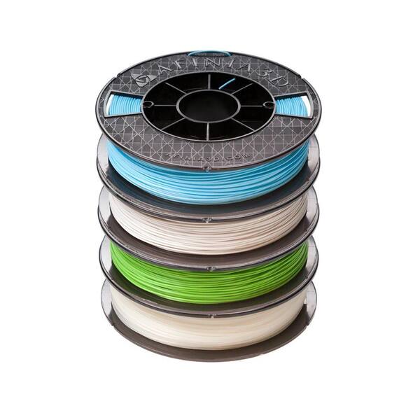 AFINIA Premium 1.75 mm Gray, Natural, Green, Blue PLA Filament (4-Pack)