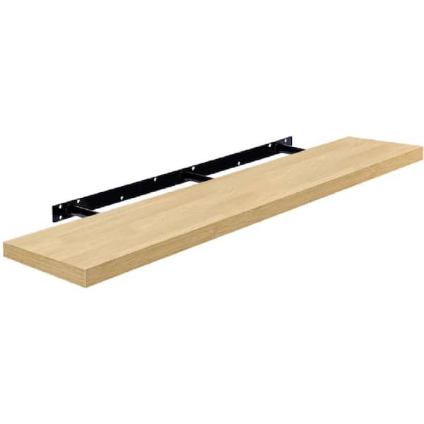 55-inch Extra-Large Floating Wall Mounted Shelves, Invisible Brackets – Room Decor, Kitchen, Bathroom - 1-Piece, Maple