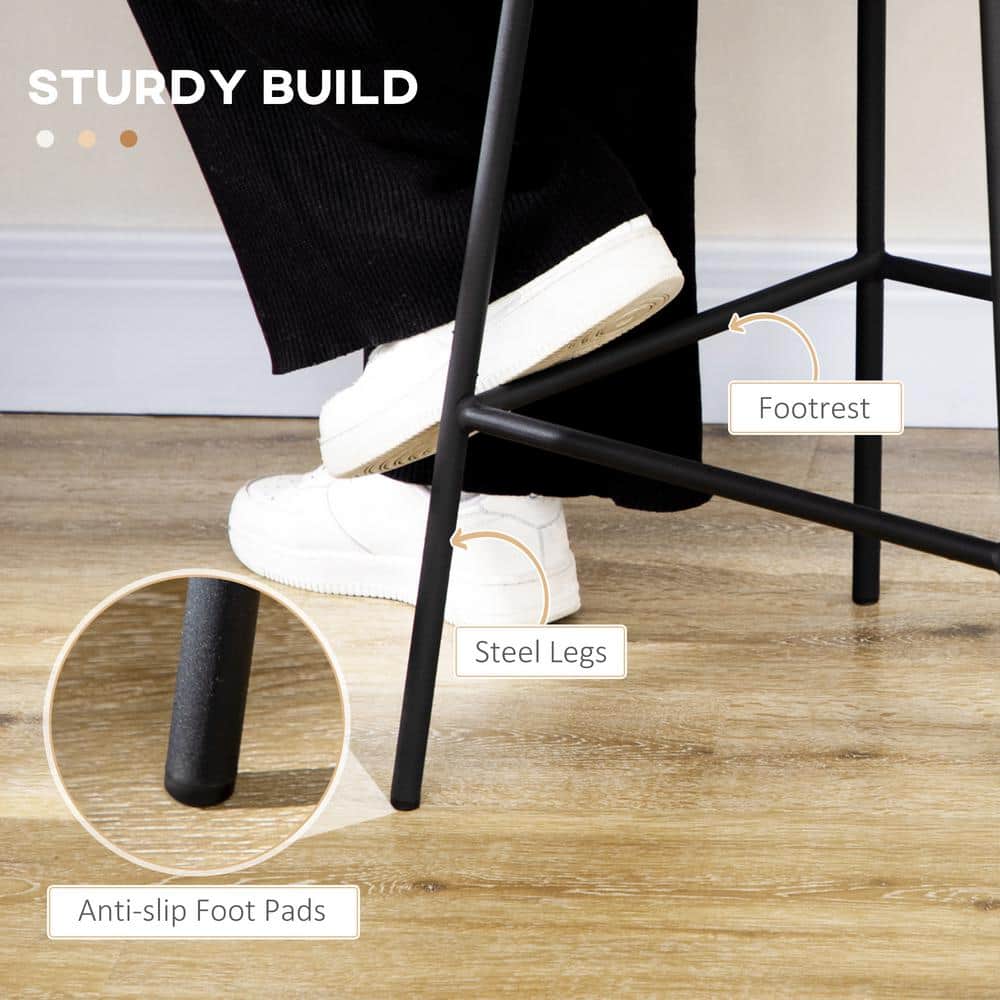 Black Metal and Rattan Counter Height Bar Stools Set of 2
