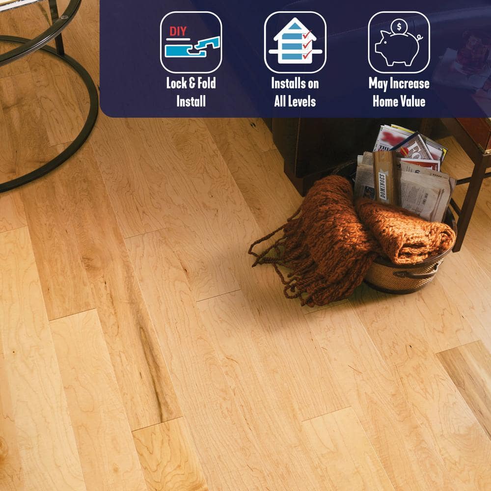Natural Maple 5" Wide Click-Lock Engineered Hardwood Flooring