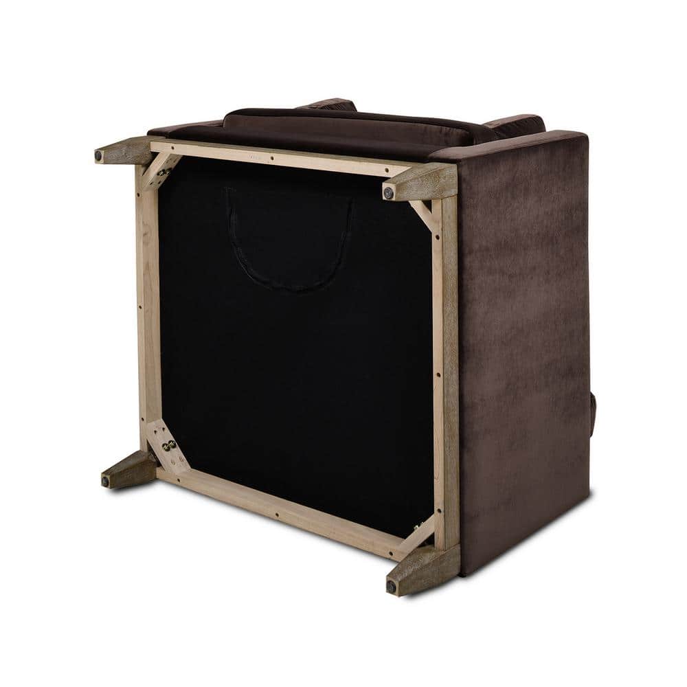 Knox Deep Brown Velvet and Wood Armchair 36"