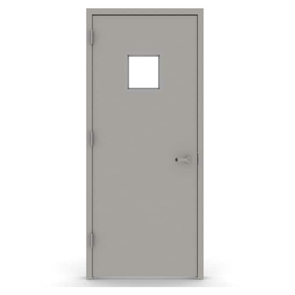L.I.F Industries 36 in. x 84 in. Vision Lite 1010 Right-Hand Steel Prehung Commercial Door with Welded Frame