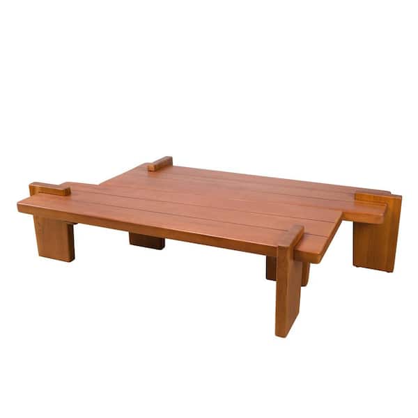 Art Leon Chic 49.6 in. Teak Color Rectangle Solid Wood Coffee Table