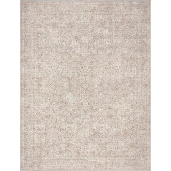 Well Woven Ivory and Cream 7 ft. 7 in. x 9 ft. 10 in. Flat-Weave Asha Isolde Vintage Oriental Botanical Area Rug