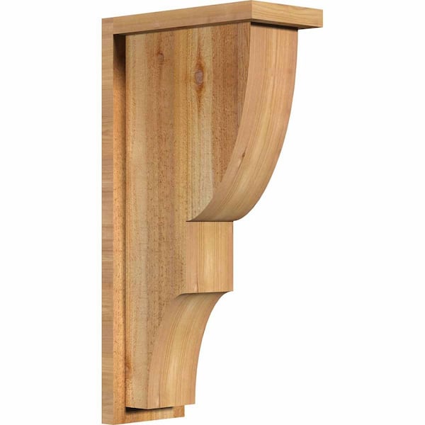 Ekena Millwork 6 in. x 12 in. x 24 in. Western Red Cedar Ridgewood Rough Sawn Corbel with Backplate