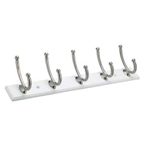 24 in. (610 mm) White and Brushed Nickel Contemporary Hook Rack