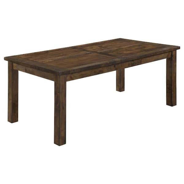 Caly Piece 9 Golden Brown Rectangle Wood Top Dining Table Set