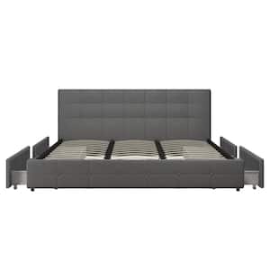 DHP Ryan Grey Linen Upholstered Bed w/storage, King