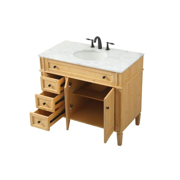 35/40 Modern Floating Bathroom Vanity Set With Single Sink White and  Natural