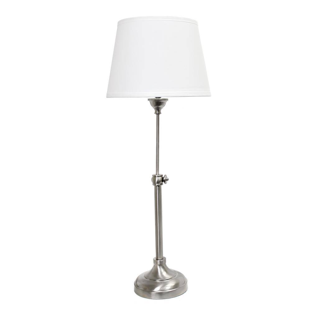 Brushed Nickel Elegance 3-Piece Adjustable Lamp Set with White Shades