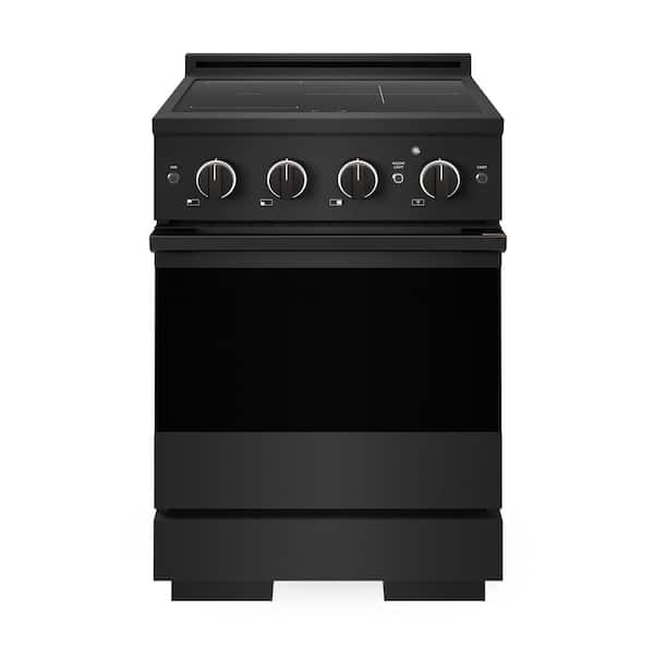 24 in. 3.2 cu. ft. Marino Induction Range with 3 Element Cooktop and Electric Convection Oven in Black Stainless Steel