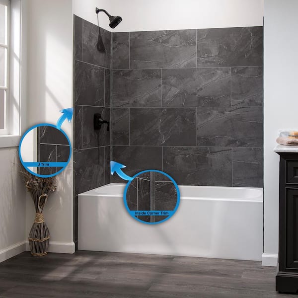 Cracked Slate 94 in. Vinyl Backsplash Accessory Trim Kit