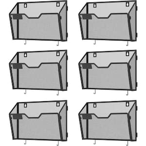 6 Pack Metal Hanging Mesh Wall Letter File Holder, File Organizer with Hooks Black Magazine Rack 8.2 in. H x 12.6 in. W