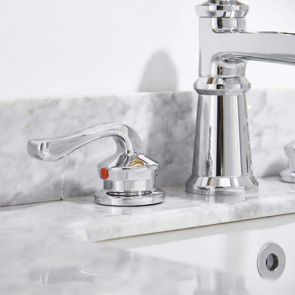 Polished Chrome 8-inch Double Handle Widespread Bathroom Faucet