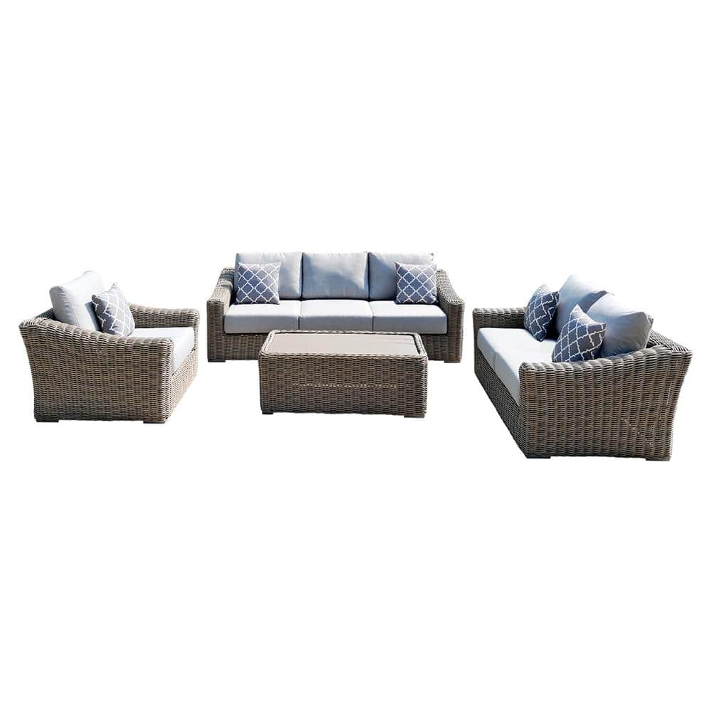Tulum 4-Piece Deep Seating Set Outdoor Patio Furniture Durable Rattan Wicke