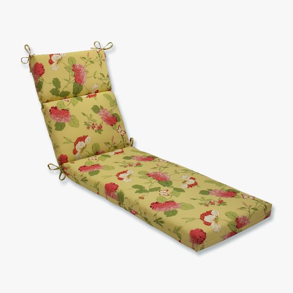 Pillow Perfect Floral 21 x 28.5 Outdoor Chaise Lounge Cushion in Gold/Red Risa