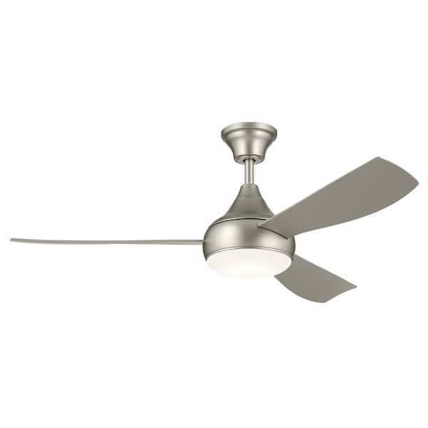 KICHLER Ample 54 in. Indoor/Outdoor Brushed Nickel Dual Mount Ceiling Fan with Integrated LED with Remote Control Included