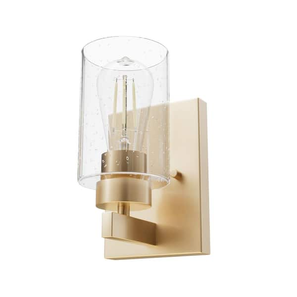 Hartland 1-Light Alturas Gold Wall Sconce with Clear Seeded Glass Shade
