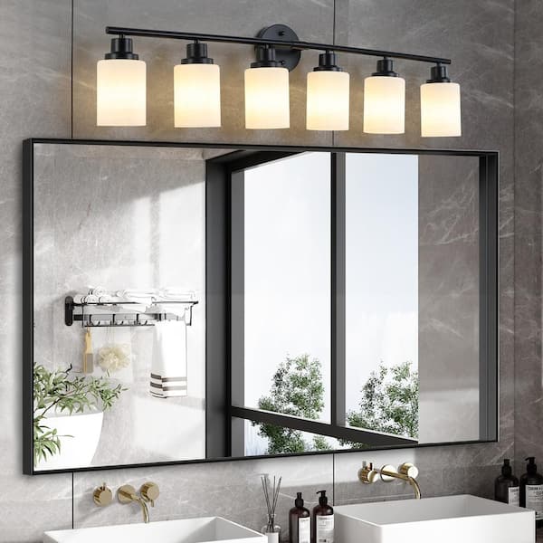 Jushua 38.6 in. 6-Light Vanity Bathroom Mirror Light, Frosted