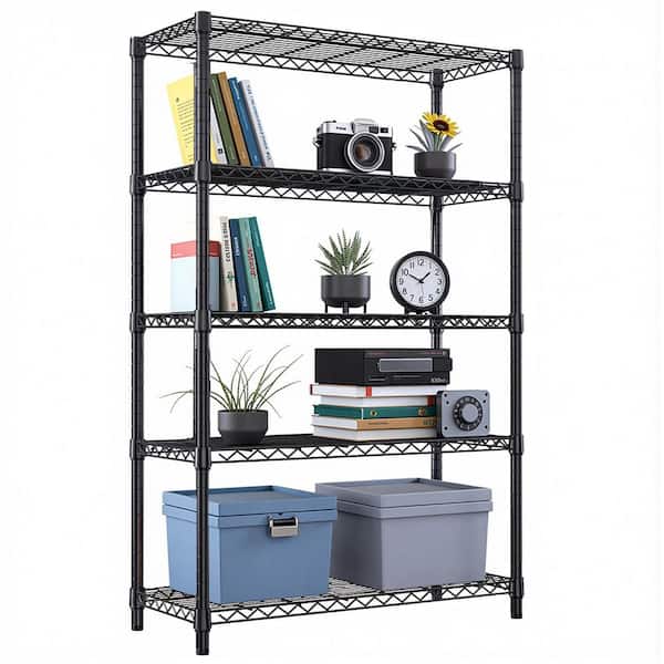 5 Tiers Steel Adjustable Garage Storage Shelving Unit in Black (47.2 in. W x 72.4 in. H x 17.7 in. D)
