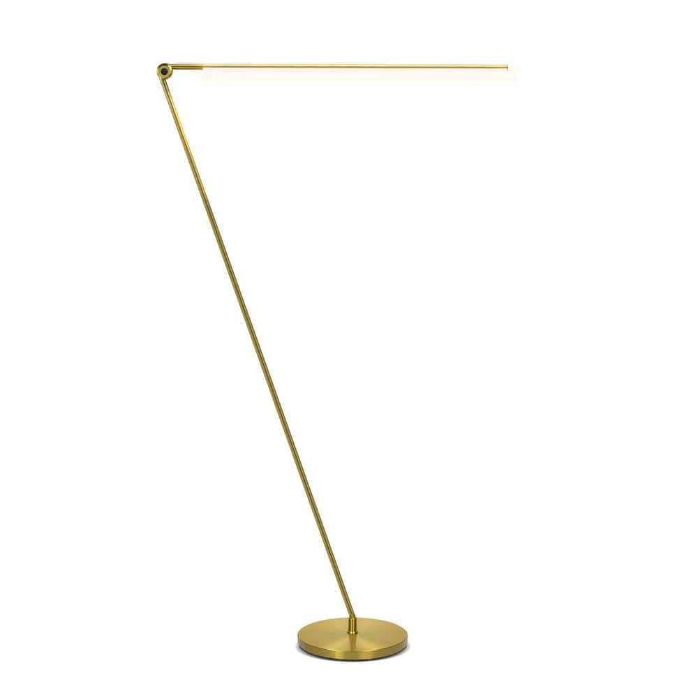 Brightech Libra Adjustable Integrated LED Floor Lamp Antique Brass: 180° Rotation, 83" Max Height, No Shade, Metal Body, 9.33' Cord