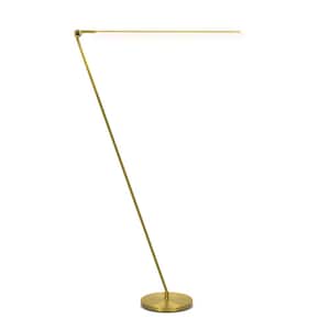 Libra 64.5 in. Antique Brass Industrial 1-Light Dimmable and Color Temperature Adjustable LED Floor Lamp