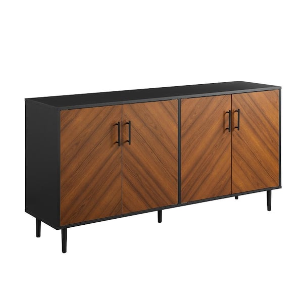 Hampton 58 in. Acorn Bookmatch and Solid Black Buffet Stand