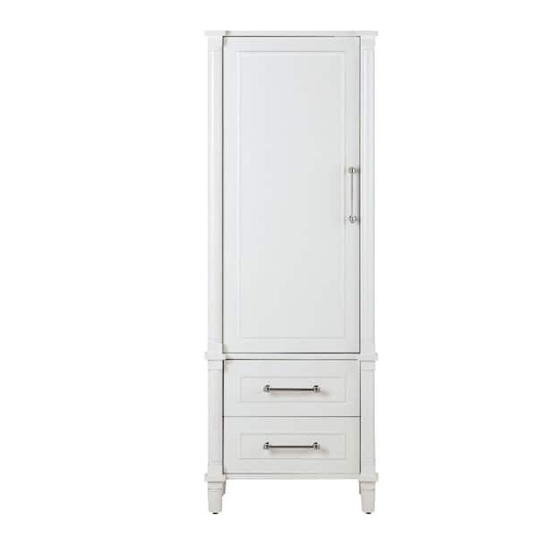 Aberdeen 21 in. W x 14 in. D x 60 in. H White Freestanding Linen Cabinet