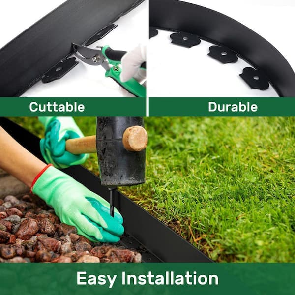 Angel Sar 49 ft. L x 3 in. H Black Plastic Landscape No-Dig Edging