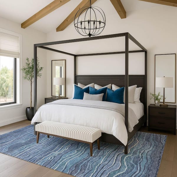 Mayfield Premium Machine Washable Abstract AMF1704 Blue 8 ft. x 10 ft. Area Rug