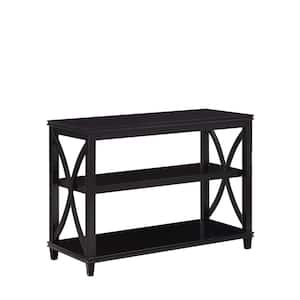 Florence 42 in. Black Standard Rectangle Wood Console Table with Shelves