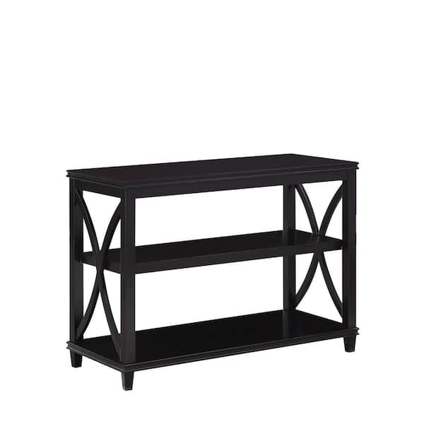 Convenience Concepts Florence 42 in. Black Standard Rectangle Wood Console Table with Shelves